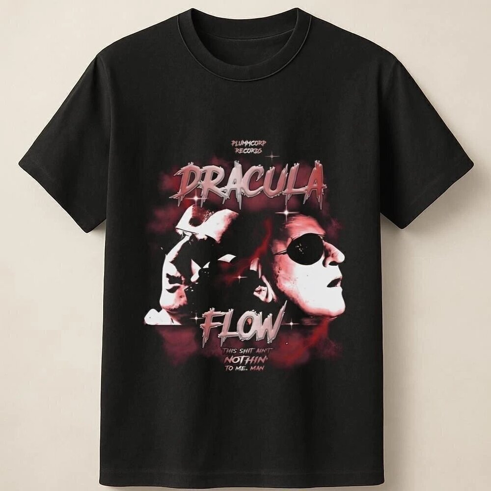 Dracula Flow Graphic With Edgy Visual and Blackout Look Unisex T Shirt .